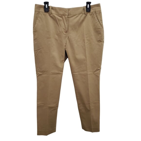 J. Crew Women's Light Brown Beige‎ Flat Front Stretch Khaki Career Pants Size 10 - Picture 1 of 6